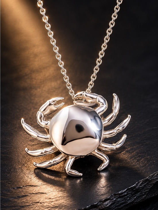 Anthropologie Jewelry - Shiny Silver color Crab Pendant Necklace